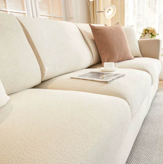 Housse canapé beige clair élastique imperméable moderne sectionnel fauteuil inclinable lavable machine