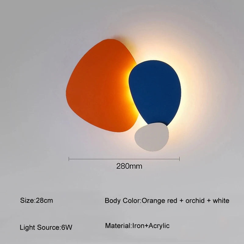 lampe murale moderne abstraite orange noir blanc violet fixée mur minimaliste