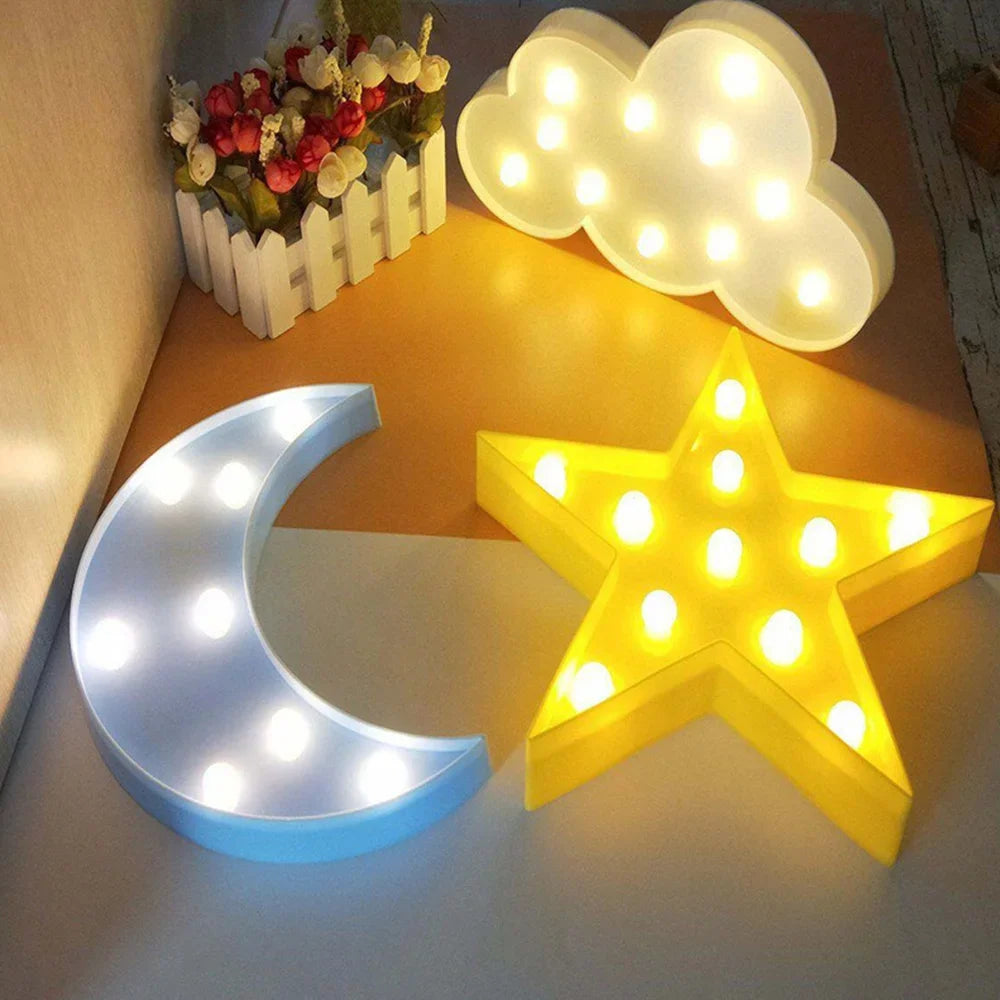 veilleuse led nuage étoile lune jaune bleu rose blanche chambre enfant décoration vintage lumineuse