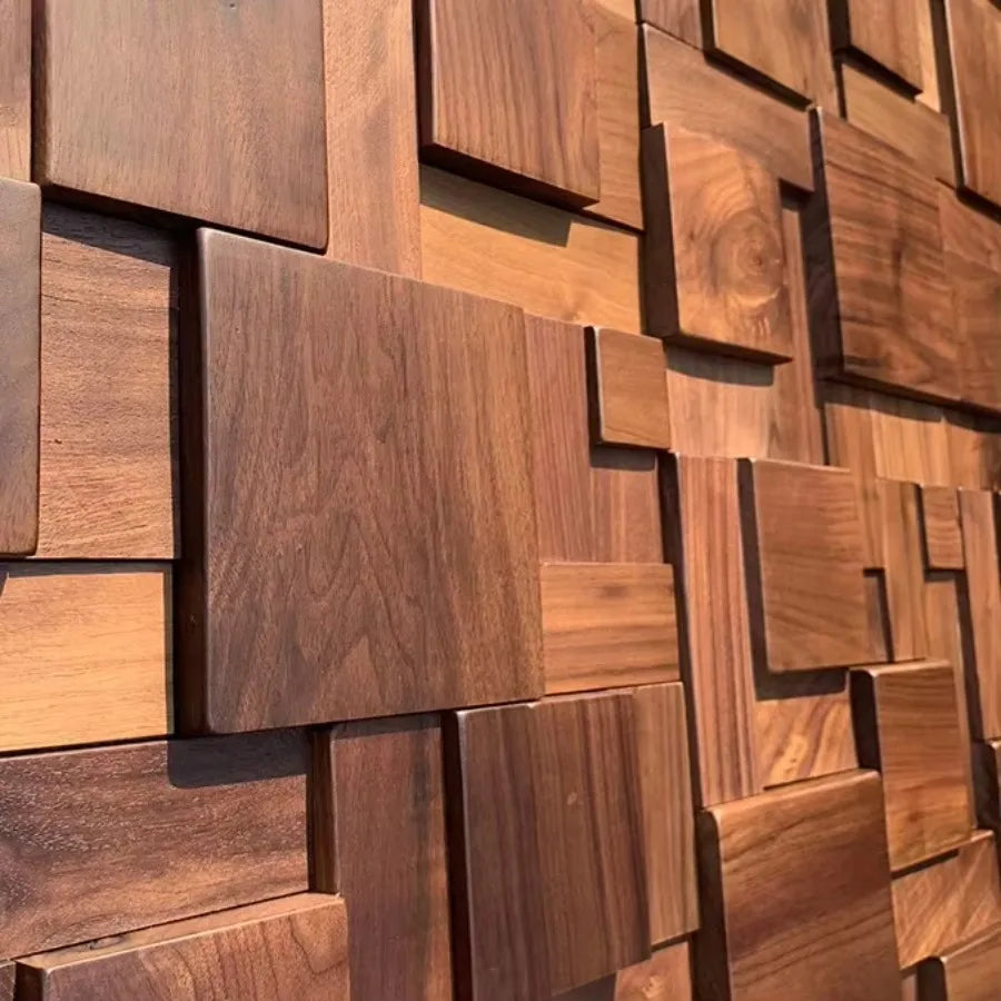panneau décoratif bois moderne 3d marron clair grain naturel fixation mur opaque chambre