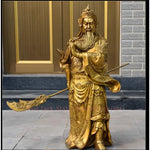 statues brunes dorées feng shui personnages militaires armes traditionnelles chinoises