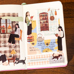 sticker autocollant transparent illustratif multicolore animaux objets ménagers personnages scrapbooking diy bricolage
