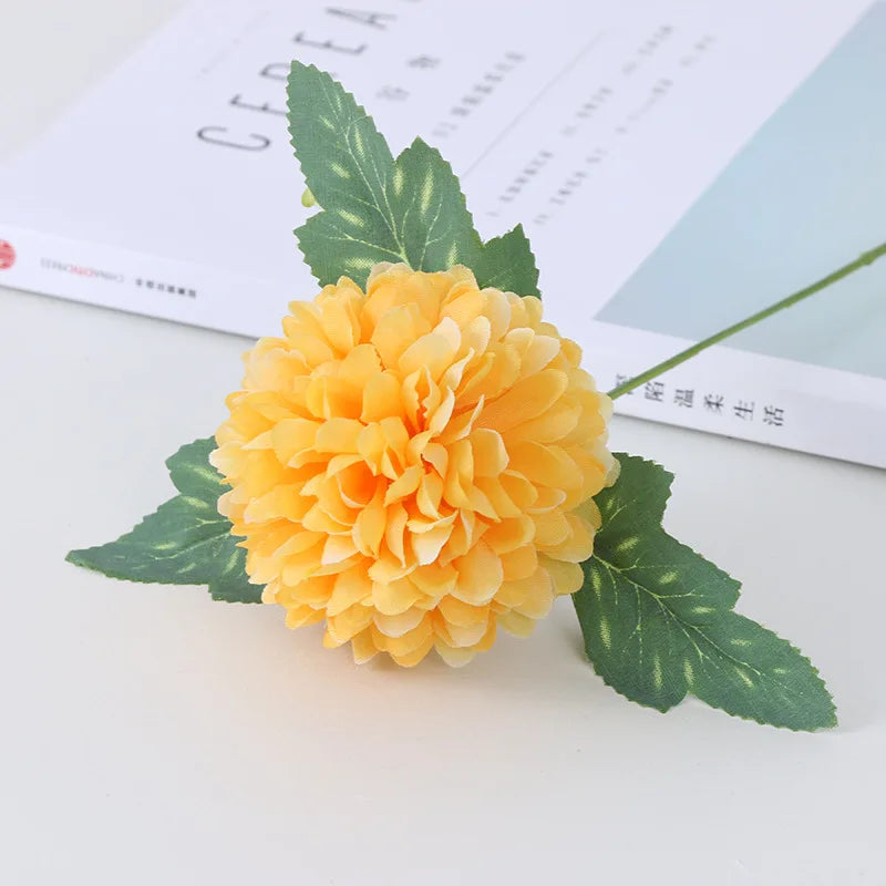 Bouquet artificiel fleurs pompon orange bleu blanc jaune intérieur décoration moderne salon chambre