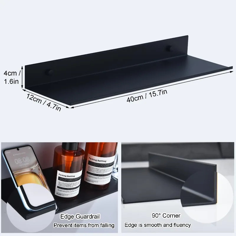 étagères murales modernes noires 40cm 30cm 20cm 15cm acrylique fixées mur