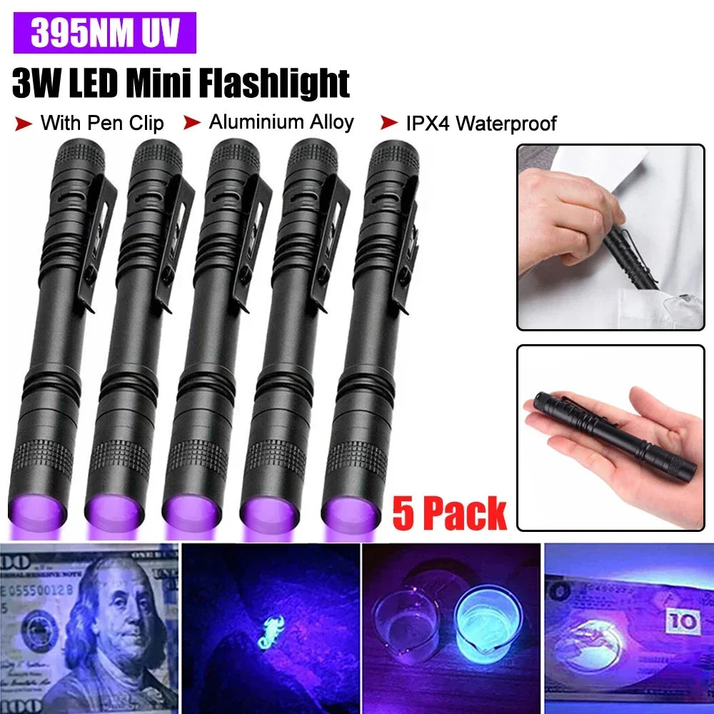 lampe torchon uv rouge inspection camping résistance choc auto défense led noire pince moderne