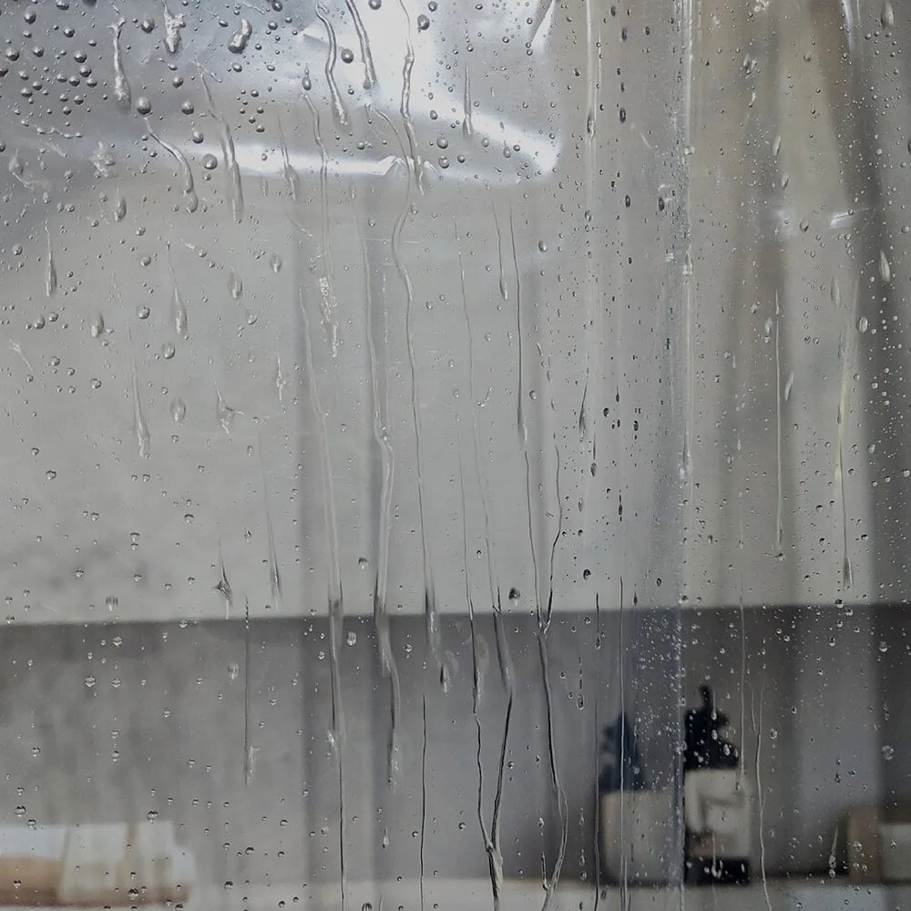 rideau douche moderne gris transparent polyester froufrous plis verticaux respectueux environnement 180x200cm