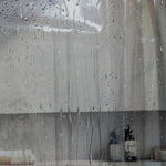 rideau douche moderne gris transparent polyester froufrous plis verticaux respectueux environnement 180x200cm