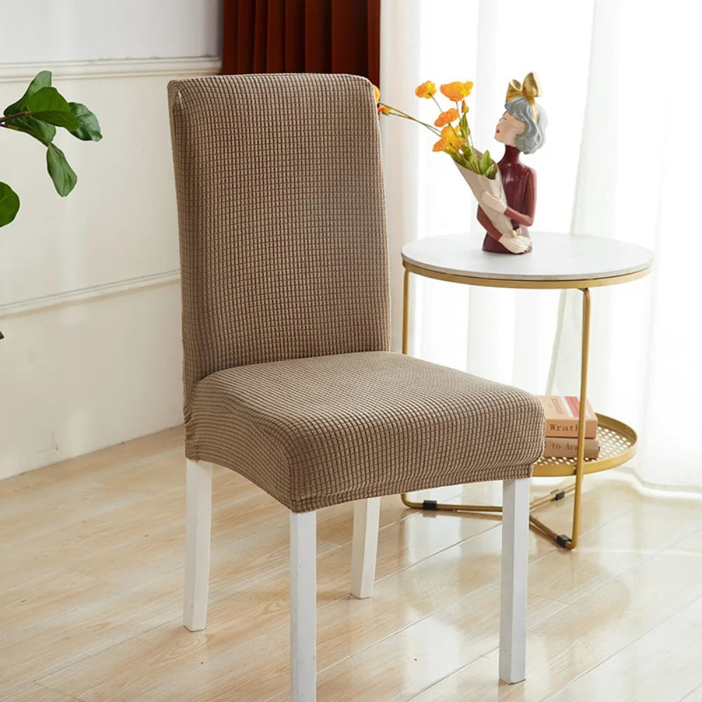 housse chaise marron clair jacquard polyester moderne protection extérieure intérieure mariage banquette