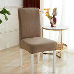 housse chaise marron clair jacquard polyester moderne protection extérieure intérieure mariage banquette