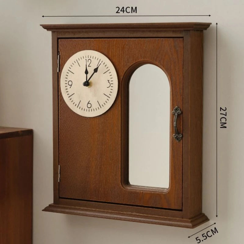 décoration murale bois rustique horloge miroir porte clés animaux plantes vintage