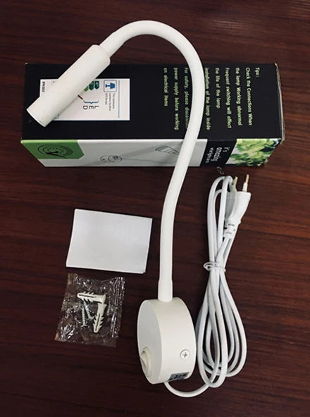 lampe murale led flexible aluminium lecture chevet moderne blanc noir argent