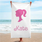 serviette plage personnalisée grande grande nom rayures horizontales coton absorbant natation