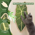 tapis gratter chat sisal feuille adhésive mur porte sol décoratif vert jaune