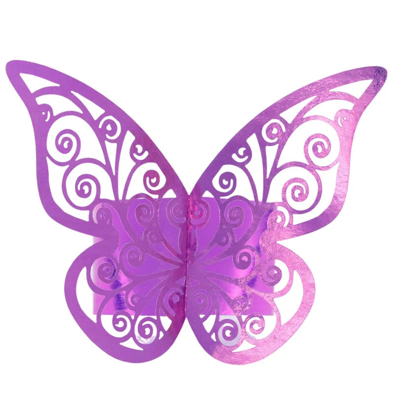 décoration table papillon ornements floraux motifs spirales rouge doré violet iridescent artisanal