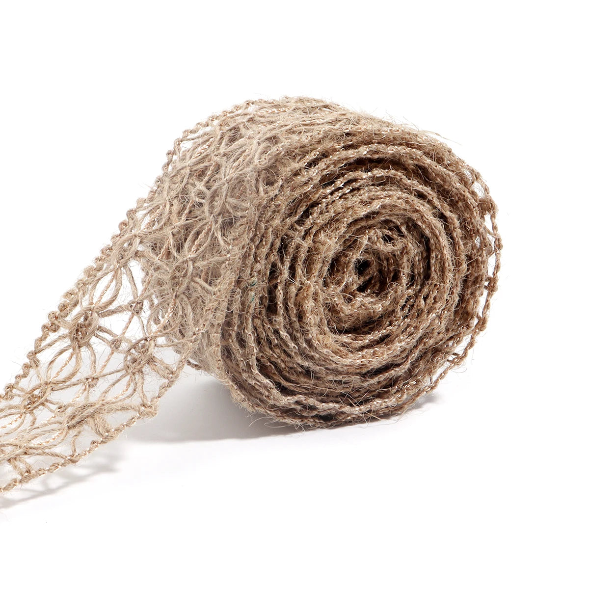 ruban décoratif toile jute motifs géométriques beige rustique artisanal emballage décoration mariage