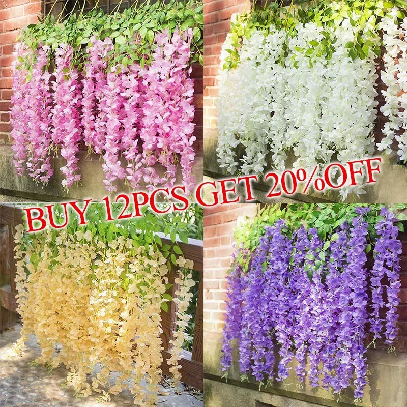 guirlande artificielle fleurs violet blanc moderne décoration intérieure mariage anniversaire baby shower pendaison crémaillère