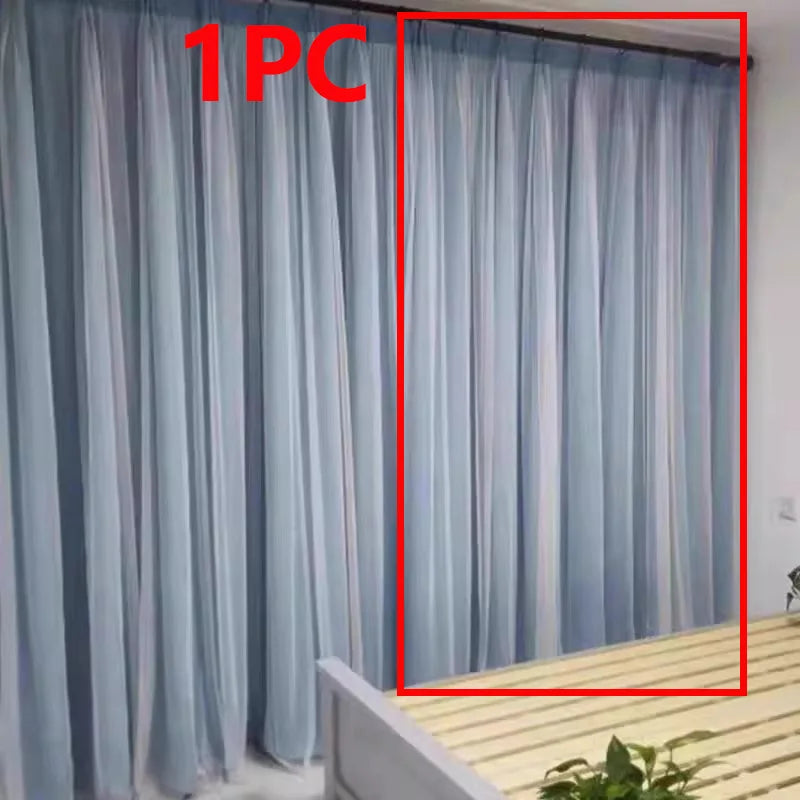 rideau moderne polyester beige clair rayures horizontales transparents 132x137cm