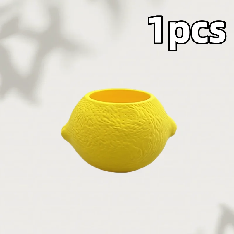 cache pot moderne plastique jaune texture citron plantes succulentes intérieur extérieur 6.8cm 5.3cm 8cm