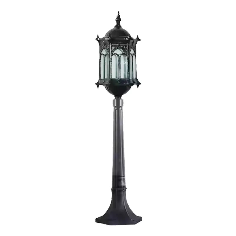 lanterne jardin noir bronze ornements gothiques verre translucide classiqueextérieur éclairage led ip65