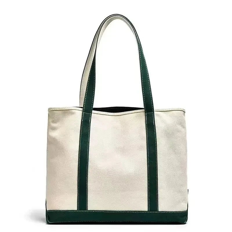 sac main moderne toile brodé doux poignées détachables blanc bleu marron vert rose