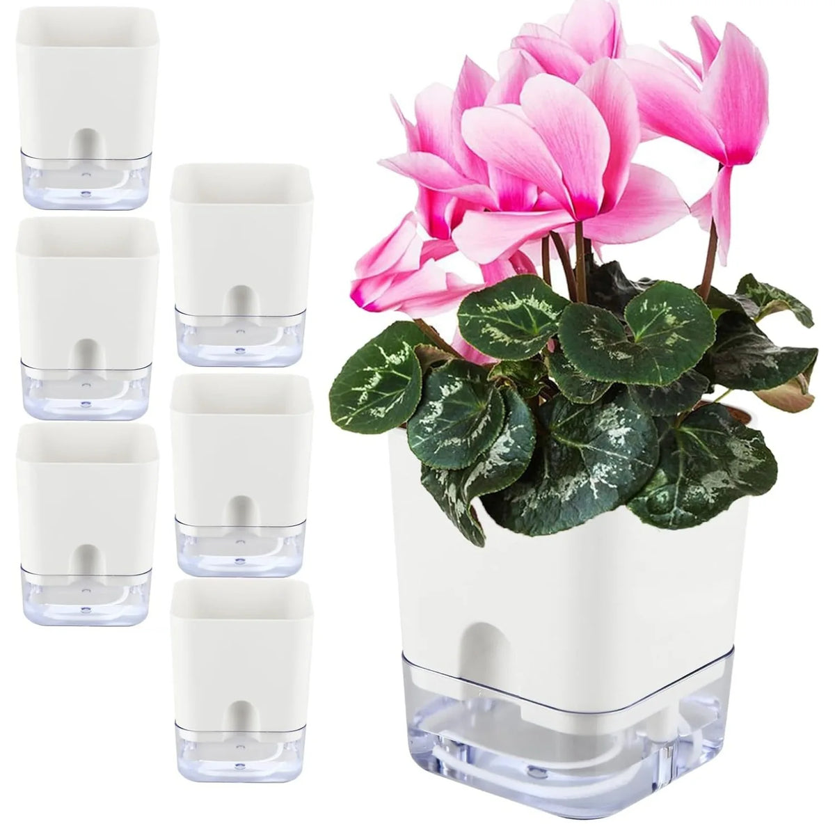 pots plantes auto arrosants blancs moderne grille drainage transparent minimaliste
