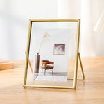 cadre photo rectangle acrylique moderne noir doré transparent pied métal decoration maison