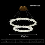 suspension lumineuse moderne cristaux blanc translucide chaînes suspendues