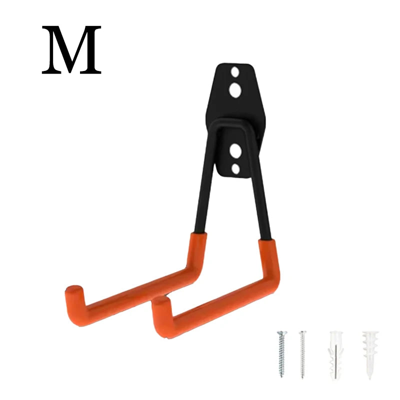 crochet mural moderne orange noir vis œilllets support rangement outils garage vélos