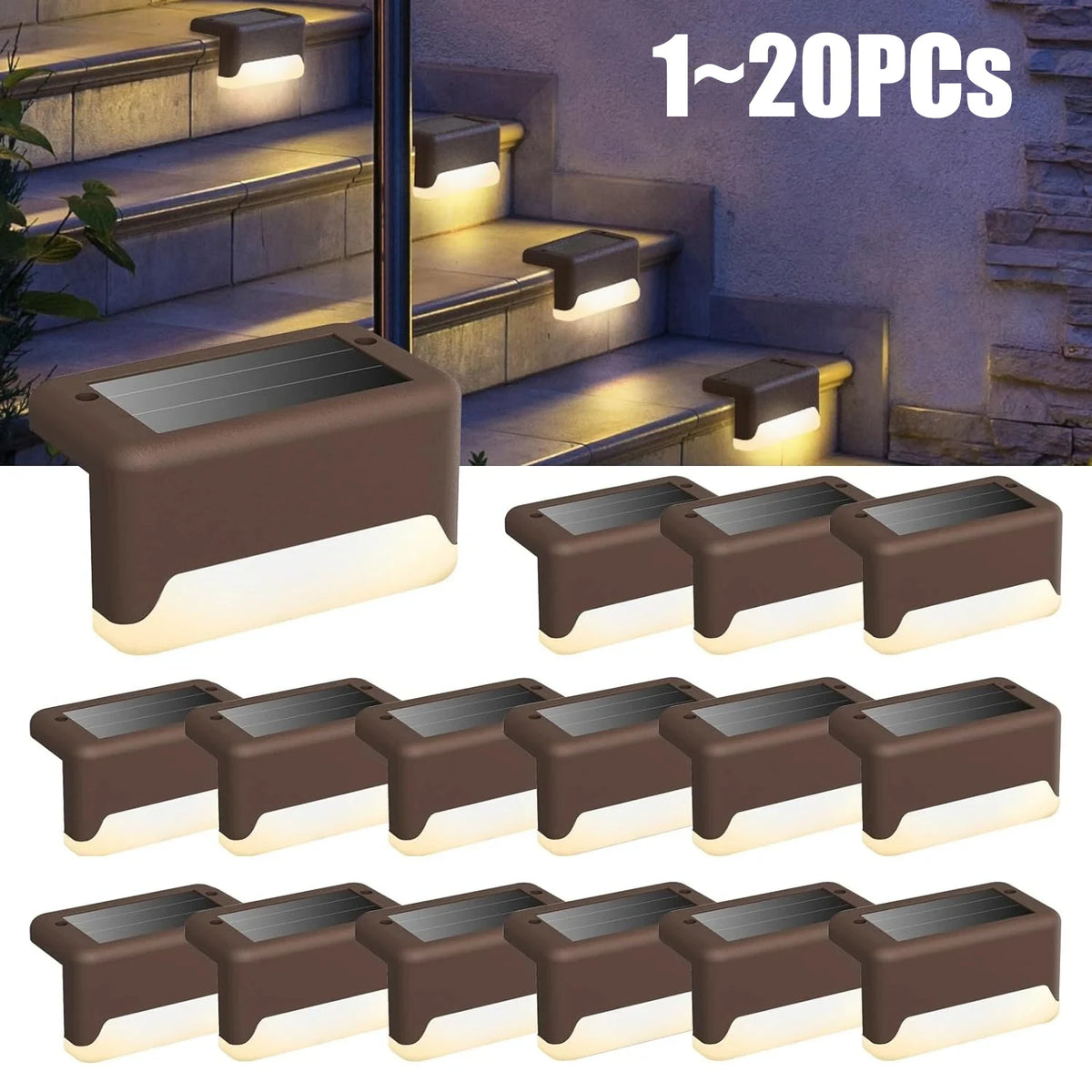 lumière solaire marron blanche moderne autoinstallation ip65 led abs