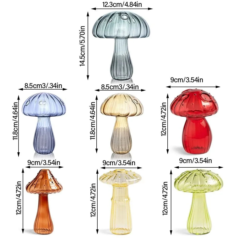 vase champignon moderne rayures verticales couleur bleu rouge transparent maison