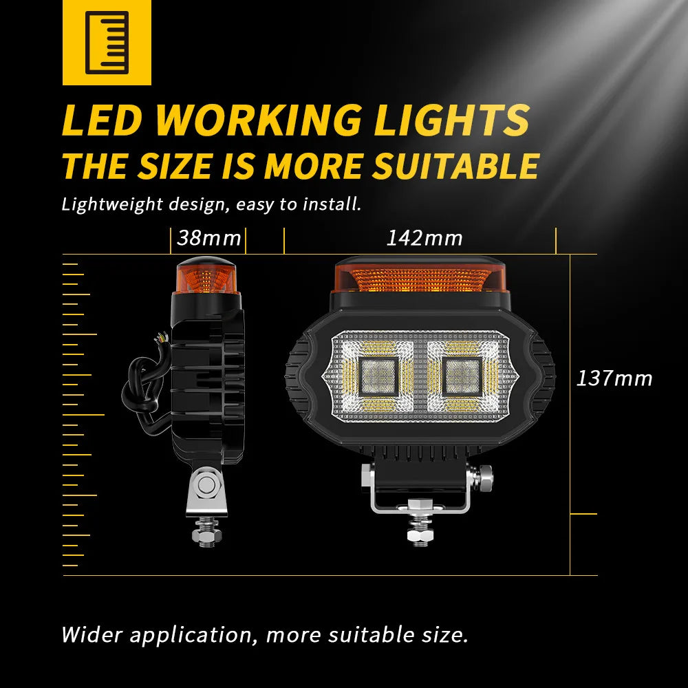 lampe travail led noir orange moderne tout terrain ip67 1800lm 12v 24v vis fixations