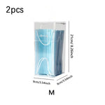 boîte rangement masques jetables transparente bleu clair moderne pratique poignées blanches 50pcs 40pcs