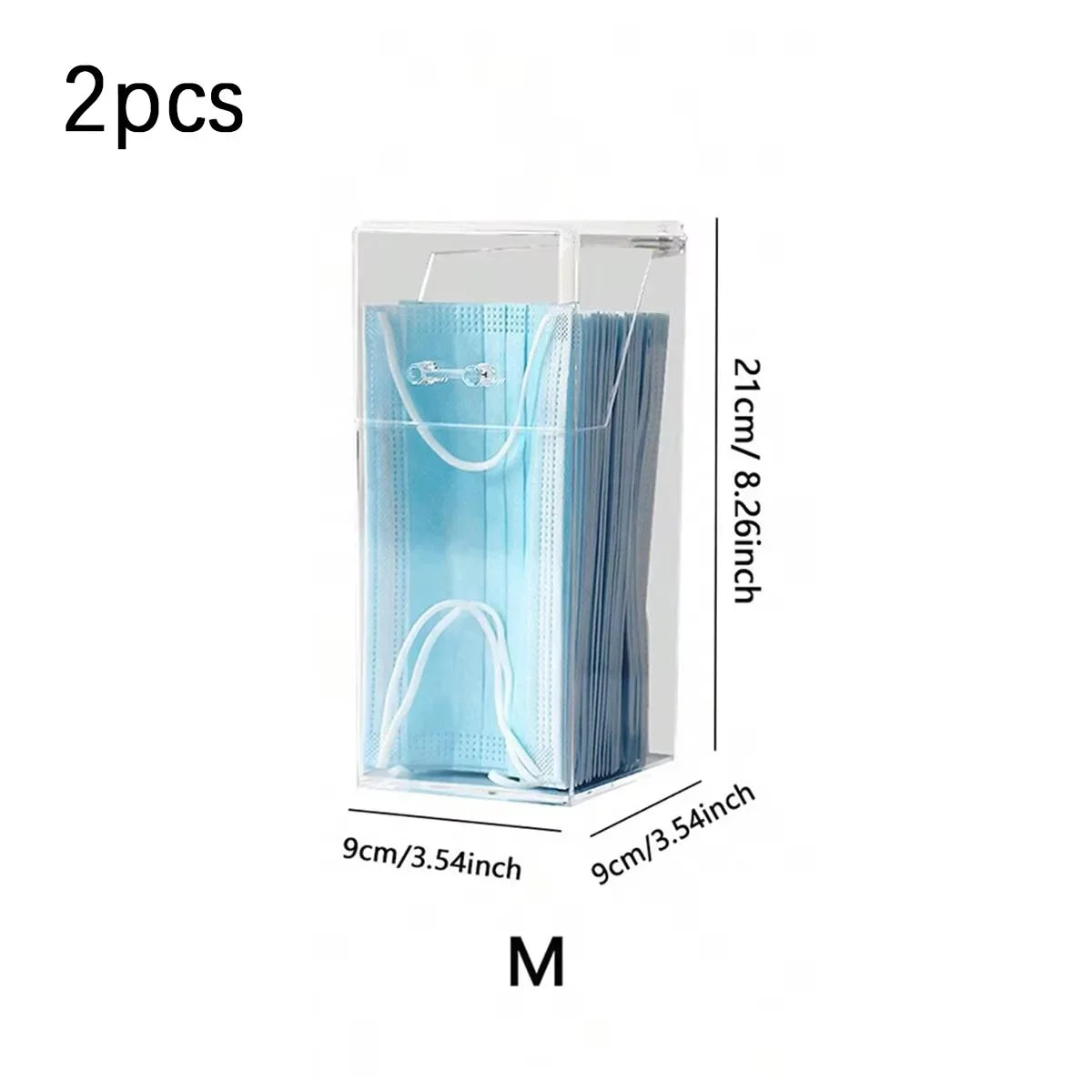 boîte rangement masques jetables transparente bleu clair moderne pratique poignées blanches 50pcs 40pcs