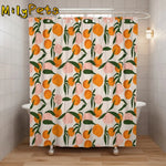 rideau douche moderne orange pêches feuilles anti moisissure opaques polyester anneaux