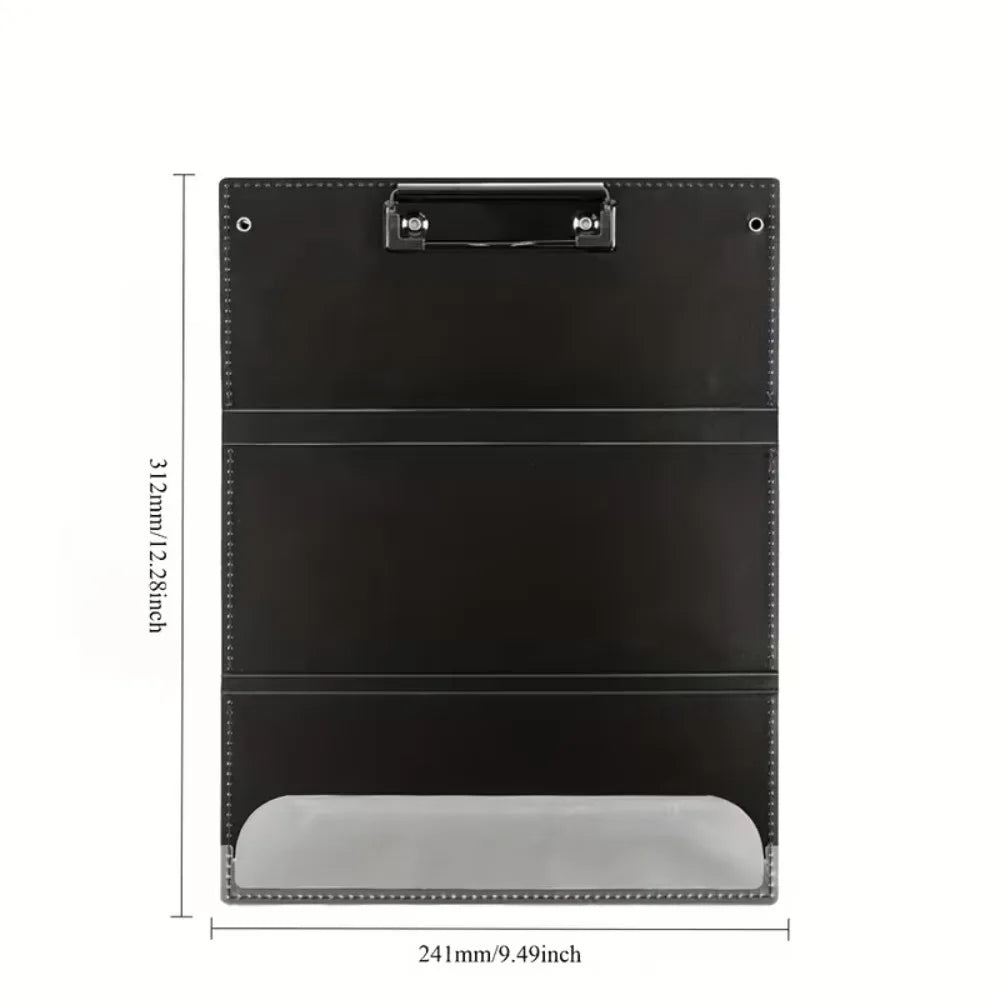porte documents noir moderne plastique 312mm 241mm clips papier stylo
