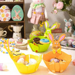 panier feutrine forme lapin deco pâques couleur jaune orange vert enfantin mignon