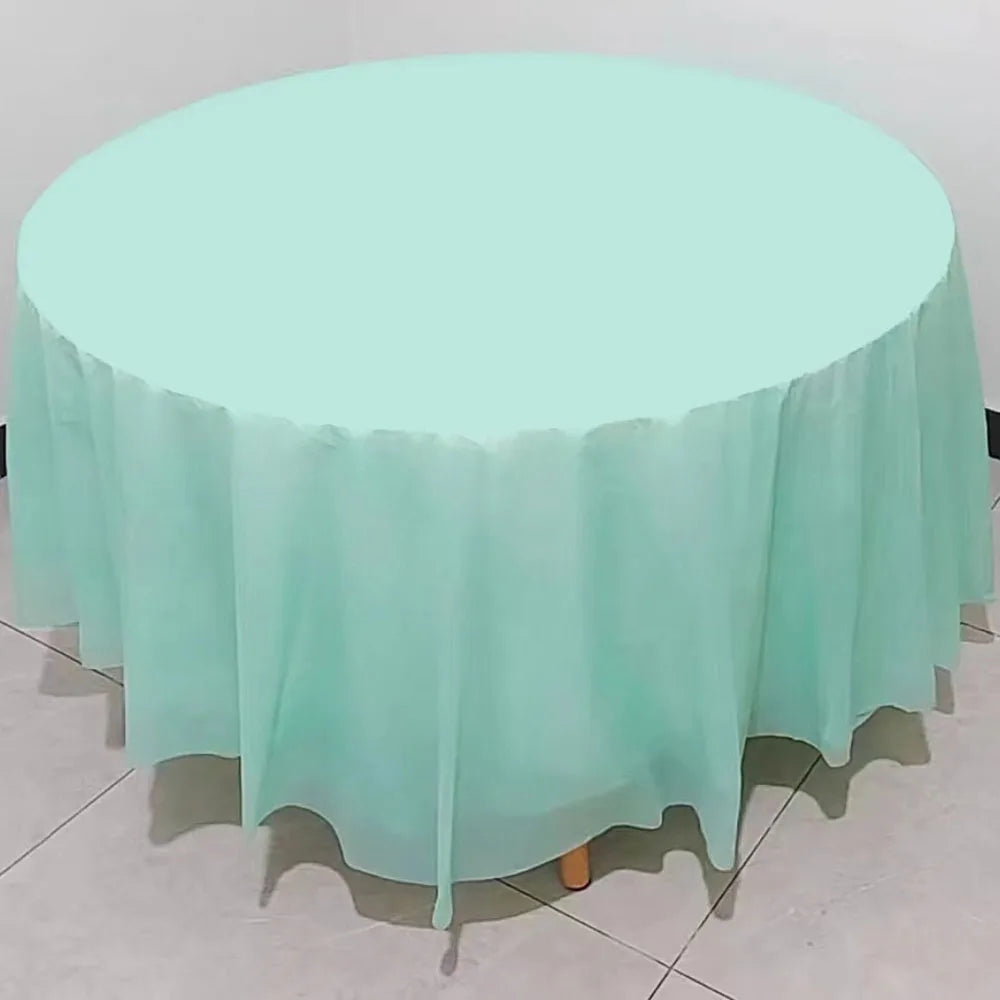 nappe table ronde uni bleue verte rose moderne opaques 213cm discothèque événement anniversaire