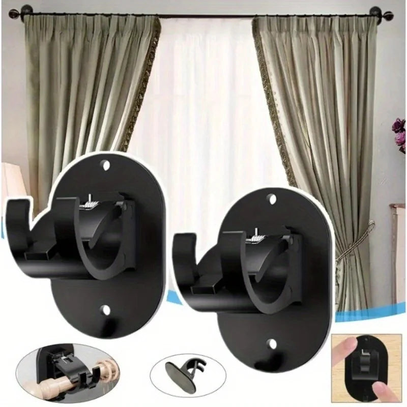 supports adhésifs rideaux noir blanc modernes fixations murales pvc utilisation multiple