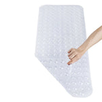 tapis bain anti dérapant moderne gris bleu blanc perforé salle bain machine lavable 40x100cm