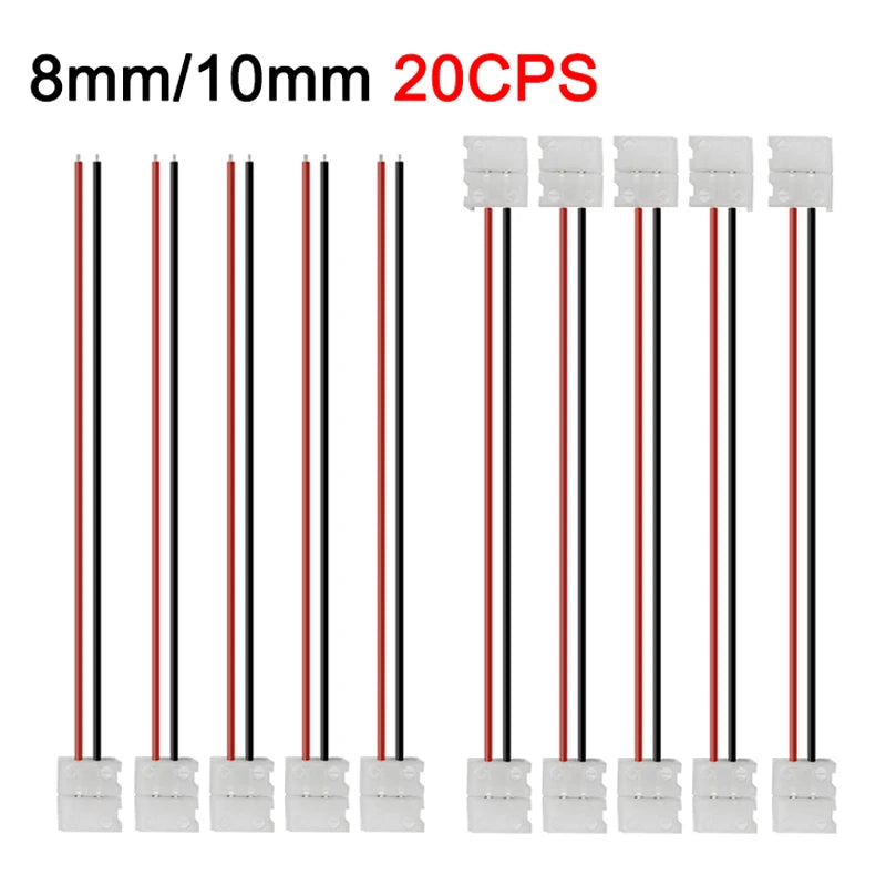 connecteurs led bande broches blanc rouge noir 8mm 10mm adhésifs modernes 20 pièces