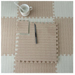 tapis sol modulable carreaux géométriques orange gris beige moderne fonctionnel clips