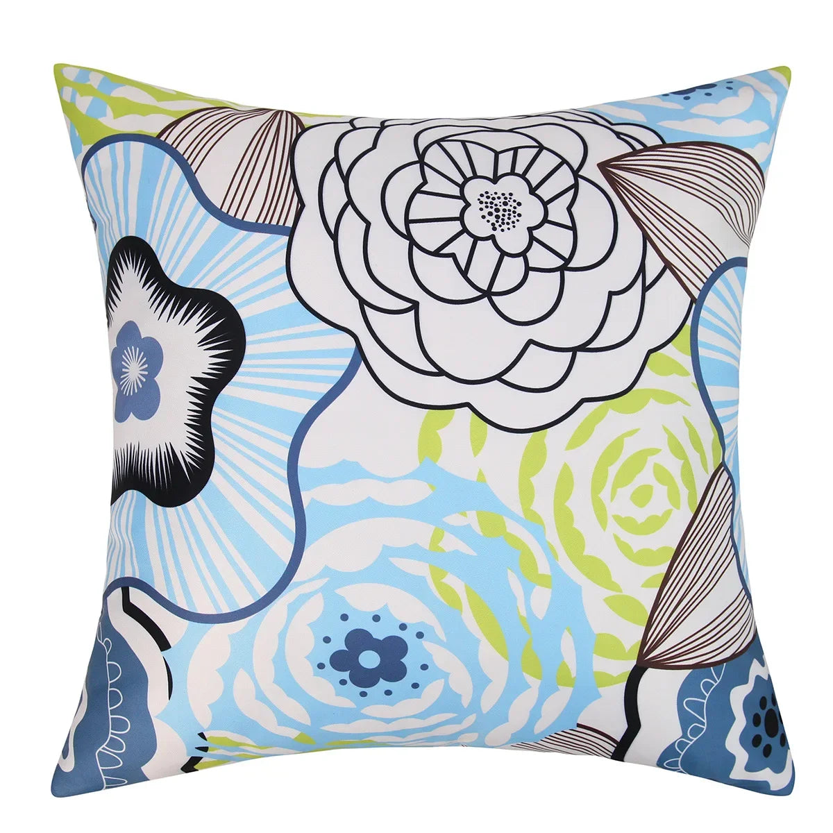 housses coussin imperméables motif floral moderne adhésif bleu violet jaune blanc