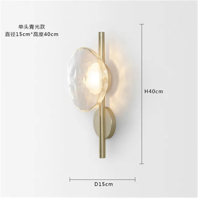 lumière murale moderne verre texturé noir doré contemporaine deux ampoules LED