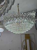 lustre led cristal transparent doré crochets classique salon chambre cuisine
