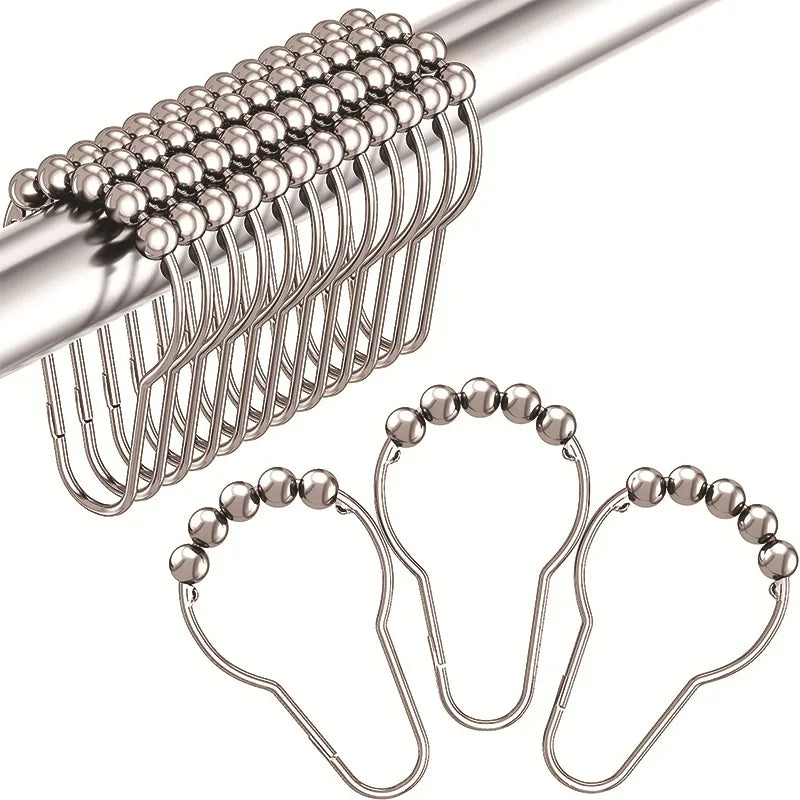 boucle rideau douche argentée métal moderne accessoire nickel satiné poli
