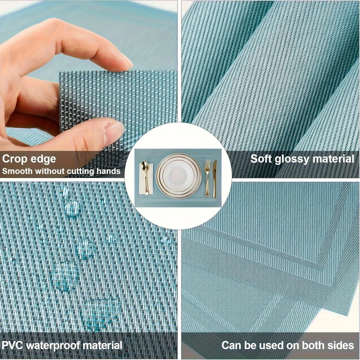 tapis table bleu clair rayures horizontales moderne pièces facile nettoyer résistant chaleur antidérapant polyestère