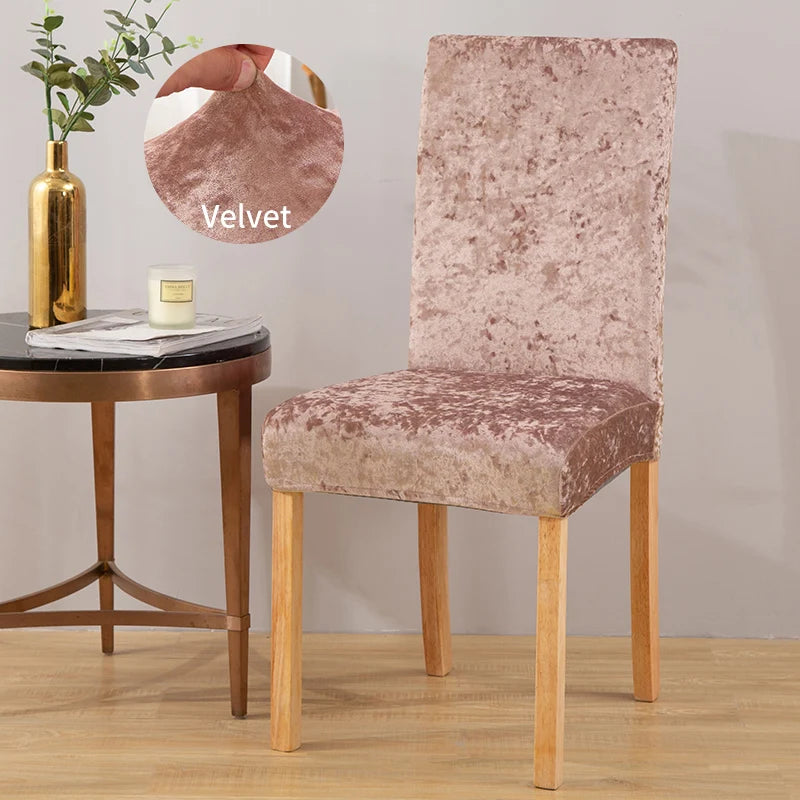 housse chaise velours moderne élégante mariage salle manger beige élastique polyester