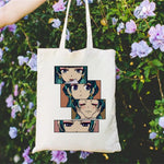 sac main blanc fille fleurs motifs floraux rétro décontracté sans fermeture éclair toileversible