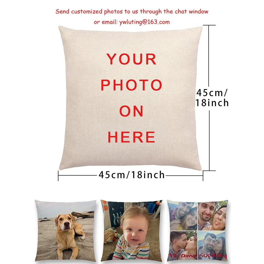 housse coussin personnalisable imprimé photo moderne beige clair lit canapé décoration voiture simple carré