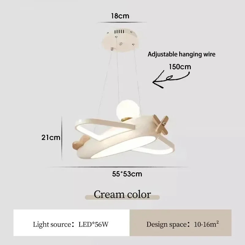 lampe suspendue avion moderne blanc bleu clair contemporain chaînes LED